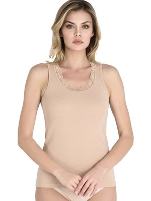 İmer Lingerie Imr 1249 Premium Series Pamuklu Modal Küçük Dantelli Kalın Askılı Atlet