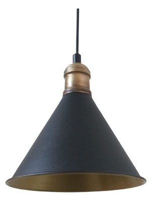Rsylight Rys Retro Metal Siyah Içi Gold Dekoratif Tekli Rustik Sarkıt Avize Çap:17 cm