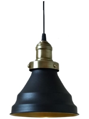 Rsylight Rys Retro Metal Dekoratif Metal Siyah Içi Gold Kafe Mutfak Rustik Sarkıt Avize Çap:17 cm