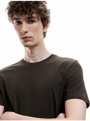 Koton Pamuklu Kısa Kollu Bisiklet Yaka Slim Fit Erkek Basic Tişört