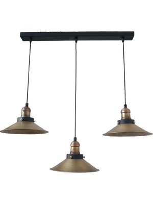 Rsylight Rys Retro Eskitme Kaplama 3 Lü Masa Üstü Sıralı Dekoratif Rustik Sarkıt Avize Çap 60 cm