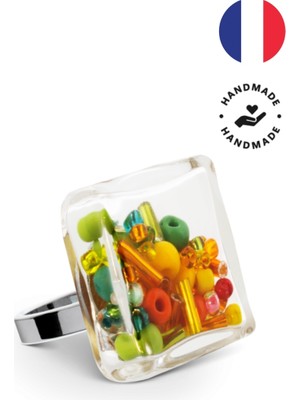 PYLONES Carre Medium Mix Perles Spring Cam Yüzük