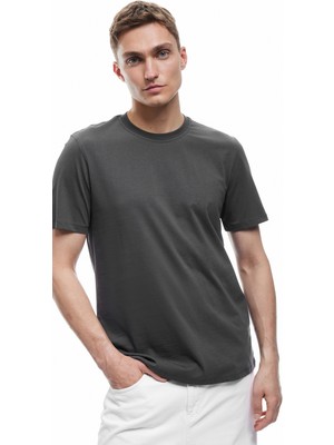 Koton Pamuklu Kısa Kollu Bisiklet Yaka Slim Fit Erkek Basic Tişört