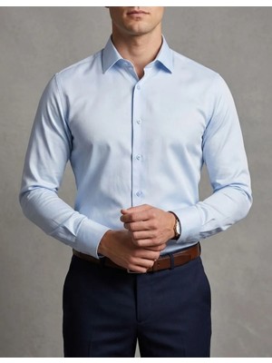 Torivalli Collection Dar Kesim Slimfit Saten Kolay Ütülenebilen Mevsimlik Cepsiz Uzun Kollu Kol Düğmesi Takılabilen Erkek Gömlek