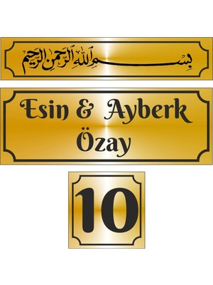 Outdoor One Metal Kapı İsimliği Gold Düz Besmele 0016