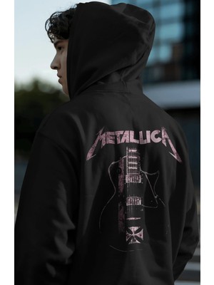Sevbano Metallica Rock Metal Müzik Grubu Sırt Baskılı Unisex Oversize Premium Hoodie