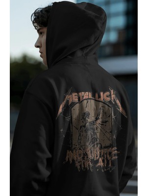 Sevbano Metallica Rock Metal Müzik Grubu Sırt Baskılı Unisex Oversize Premium Hoodie