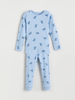Lc Waikiki Yeni Sezon Bisiklet Yaka Baskılı Uzun Kollu Erkek Bebek Pijama Takımı