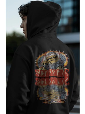 Sevbano Scorpions Rock Metal Müzik Grubu Sırt Baskılı Unisex Oversize Premium Hoodie