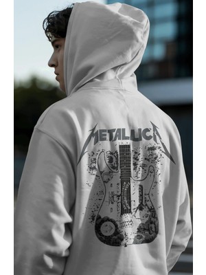 Sevbano Metallica Rock Metal Müzik Grubu Sırt Baskılı Unisex Oversize Premium Hoodie