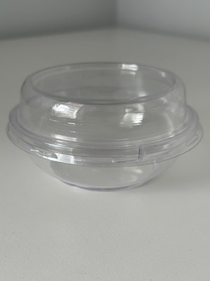Poppy Kristal Yuvarlak Tatlı Sütlaç Kasesi - Mika Plastik Kap - Şeffaf - Kapaklı - 180 Ml/cc - 50 Adet