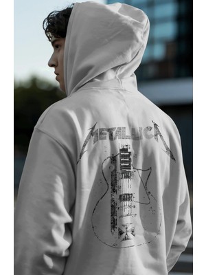 Sevbano Metallica Rock Metal Müzik Grubu Sırt Baskılı Unisex Oversize Premium Hoodie