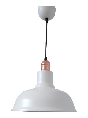 Rsylight Rys Retro Metal Dekoratif Beyaz Içi Beyaz Bakır Duylu Tekli Sarkıt Avize Çap:30 cm