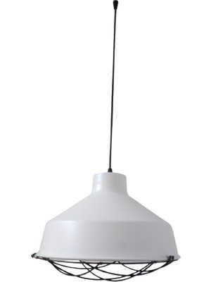 Rsylight Rys Retro Metal Beyaz Içi Beyaz Kafesli Dekoratif Tekli Sarkıt Avize Çap:30 cm