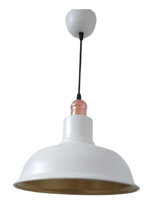 Rsylight Rys Retro Metal Dekoratif Beyaz Içi Gold Bakır Duylu Tekli Sarkıt Avize Çap:30 cm