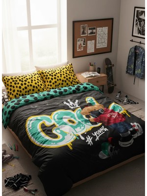 Helen George Teddy Cool Graffiti Desenli Çift Kişilik Nevresim Takımı