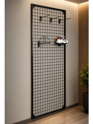 Rafburada Sık Telli Tel Raf - Tel Pano Stand, Duvar Askılığı - 60x150 cm