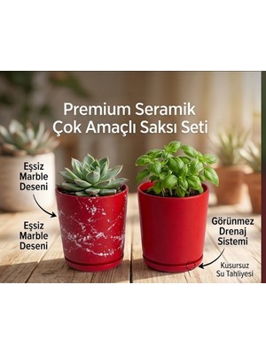 Newme 2’li Seramik Saksı (Kalemlik,fırçalık,masa Organizeri ) / Modern Dekoratif El Yapımı Tasarım