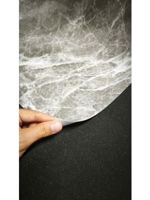 İzen 1,2 mm Mermer Desenli M-10 Şeffaf Pvc Lamineli Kalın Kaymaz Masa Örtüsü