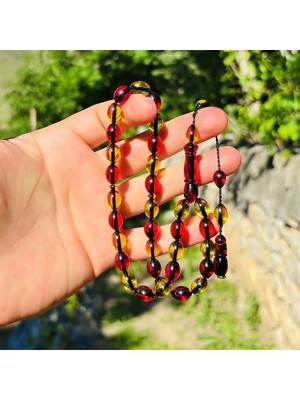 Tesbih Pasajı Kırmızı Sarı Renk Tonu Usta Imzalı Sıkma Ateş Kehribar T