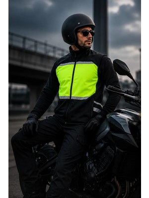 Reflektörlü Softshell Motosiklet ve Iş Güvenliği Yeleği