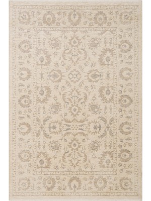 Cool Halı Azelia Bej Vintage Floral Desenli Pamuk Şönil Kaymaz Ince Yıkanabilir Genç Yatak Odası Büyük Kilim