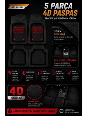Ops Garage Alfa Romeo SPRINT4D Derin Havuzlu Paspas Seti Kırmızı  (Kesilebilir)