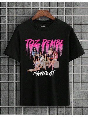 Lovver Manifest Toz Pembe Şarkı Konser Tasarımı Özel Tasarım Premium Baskı Pamuklu Tişört