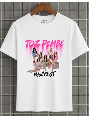Lovver Manifest Toz Pembe Şarkı Konser Tasarımı Özel Tasarım Premium Baskı Pamuklu Tişört