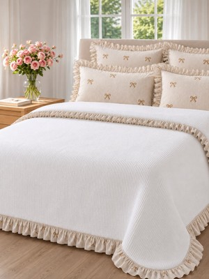 Uçkan Home %100 Pamuk Tek Kişilik Fırfırlı Pike Seti