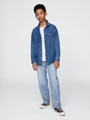 Gap Erkek Çocuk Mavi Ultrasoft Pull-On Baggy Jean Pantolon