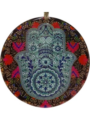 Mixperi Cam Fatma Ana Eli Duvar Süsü - Mandala Desenli Bereket ve Nazar Dekoru - 16 cm