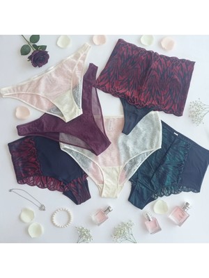 Bonbon Kadın Çeyizlik ve Bohçalık 6'lı Paket Saten Dantel Karışık Renk Checky Slip Serisi BB2654