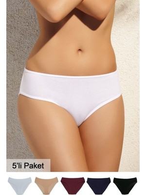 Pierre Cardin 2056 Kadın Classic Brief Külot 5 li Paket Renkli Pamuk Elastan Yumuşak Dokulu