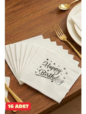 Baloncu Nene Gümüş Happy Birthday Desenli Peçete Doğum Günü Happy Birthday Desenli Peçete Doğum Günü Malzemeleri