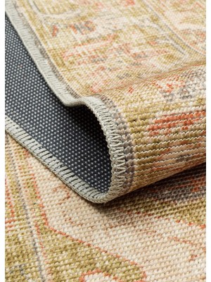 Akbel Halı Elista Vıntage ELS 206 Olive Vintage Bukle Dokuma Yumuşak Halı Kaymaz Tabanlı Yıkanabilir İnce Modern Dekoratif Halı