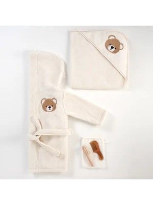 Tiny Lamb Bear Pure Dream Banyo Set |bornoz - Kare Kundak Havlu - Banyo Kesesi - Fırça - Tarak