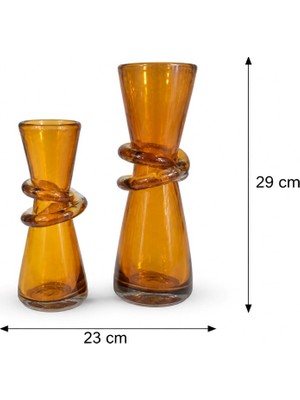 Fiyonk Boğumlu 2li Vazo Amber 29X23 cm