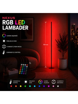 Neeko Nexus Rgb Stıck Led Lambader Full Renk Uzaktan Kumandalı Aydınlatma Sistemi Dimlenebilir 150 Cm