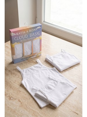 Bony Socks Kız Çocuk Basic Kutulu 3'lü Beyaz Atlet