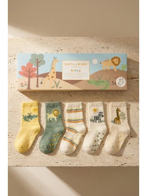 Bony Socks Bebek Hayvan Temalı 5'li Kutulu Soket Çorap