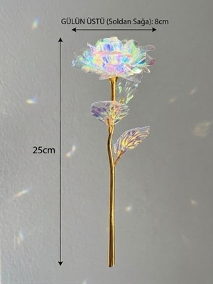 Yake Store Dekoratif Galaksi Gül, Işıltılı Holografik Yapay Gül, Altın Renk Gövdeli Renk Değiştiren Tasarım Gül, Sevgililer Günü, Yıldönümü ve Doğum Günü Için Romantik Hediyelik