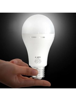 Yake Store Şarjlı LED Ampul 9W (830 Lümen) 6400K Beyaz Işık, Elektrik Kesintisinde Otomatik Yanan E27 Duylu Şarj Edilebilir Acil Durum Işıldak Ampulü Cata CT-4229