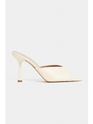 Nişantaşı Shoes Rodi Tereyağı Sarısı Mat Sivri Burun Kadın Ince Topuklu Terlik