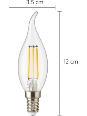 Yake Store 4W E14 Kıvrık LED Mum Ampul – 35W Eşdeğer, 3000K Günışığı, 400 Lümen, 220-240V, Şeffaf Cam Filament, 10’lu Paket