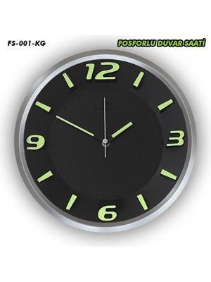 Galaxy Premium Serisi 25 cm Klasik Duvar Saati Fosforlu Özellikli Gri-Siyah Renk Gri - Siyah
