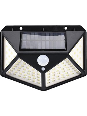 Yake Store 100 Led'li Güneş Enerjili Solar Duvar Apliği - 1200 Lümen Hareket Sensörlü 3 Modlu Bahçe Aydınlatması, Duvar Armatürü IP65 Su Geçirmez, 270° Geniş Açı, Siyah