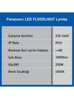 Yake Store LED Floodlıght 200W 18000LM 6500K Kelvin-Beyaz Işık