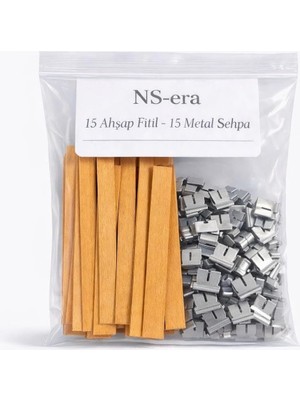 Yake Store 15 Adet Ahşap Fitil ve 15 Adet Metal Sehpa - 15 cm Uzunluk, 1.5 cm Genişlik, Mum Yapımı Için Doğal Ahşap Fitil Seti