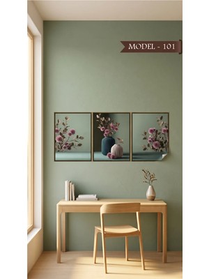 Sihirli Tahta Statik Tutunma Özellikli Tablo - Poster Çiçek (Model- 101)